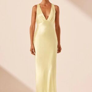 Shona Joy La Lune Plunged Cross Back Midi Dress Lemon